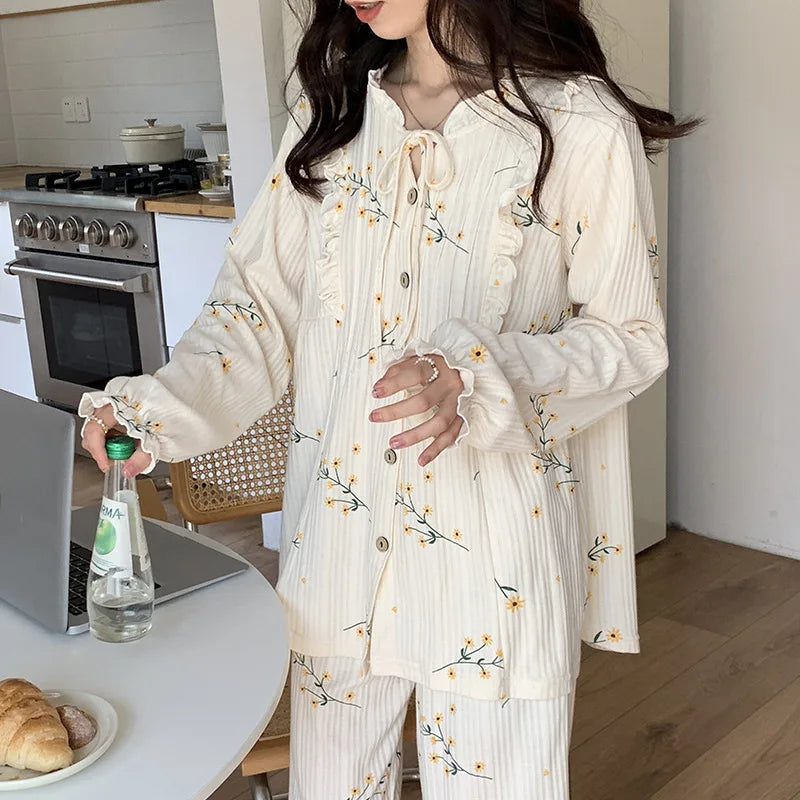 Knitted Cotton Leisure Loungewear Pajamas