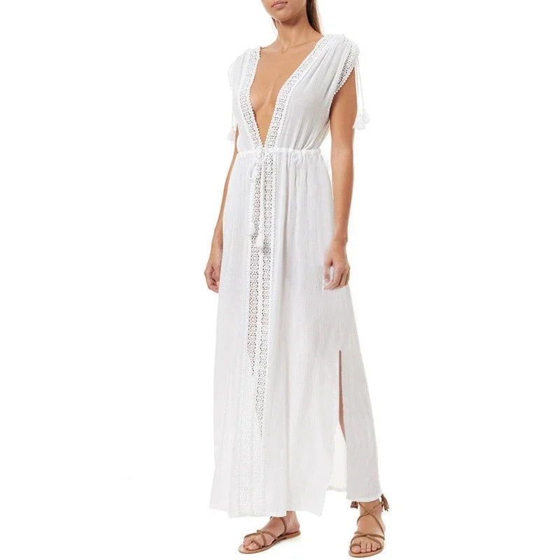 Coastal Charm Crochet Knitted Beach Cover-Up Dress