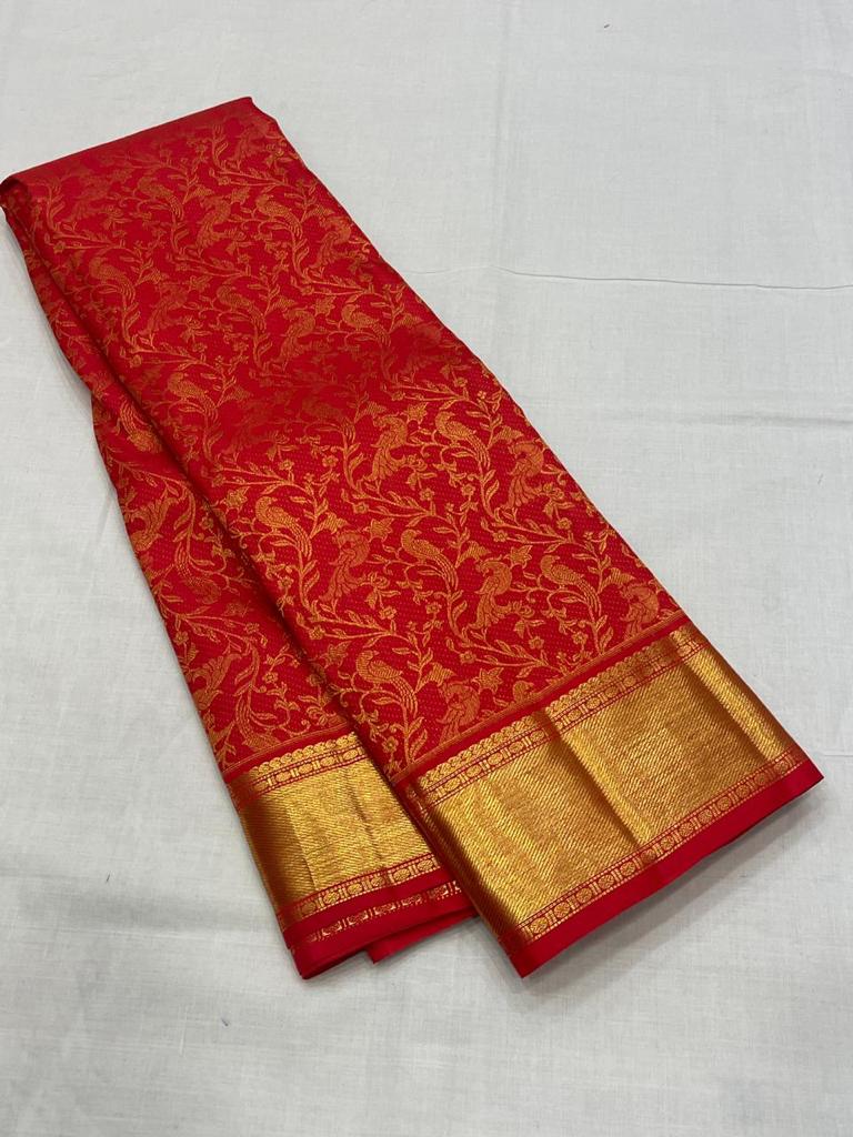 Dalliance Red Soft Banarasi Silk Saree With Panoply Blouse Piece