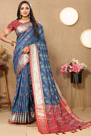 Scrumptious Blue Soft Banarasi Silk Saree With Engaging Blouse Piece