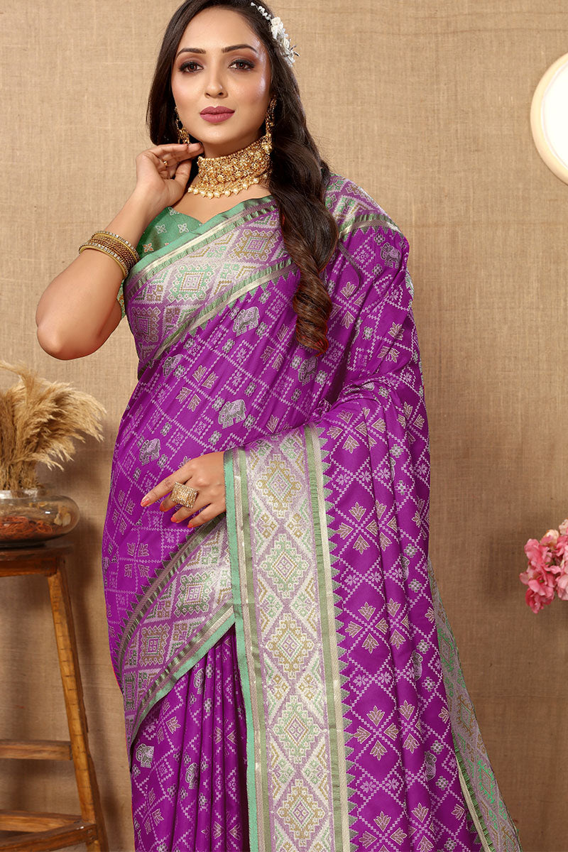 Improbable Purple Soft Banarasi Silk Saree With Exquisite Blouse Piece