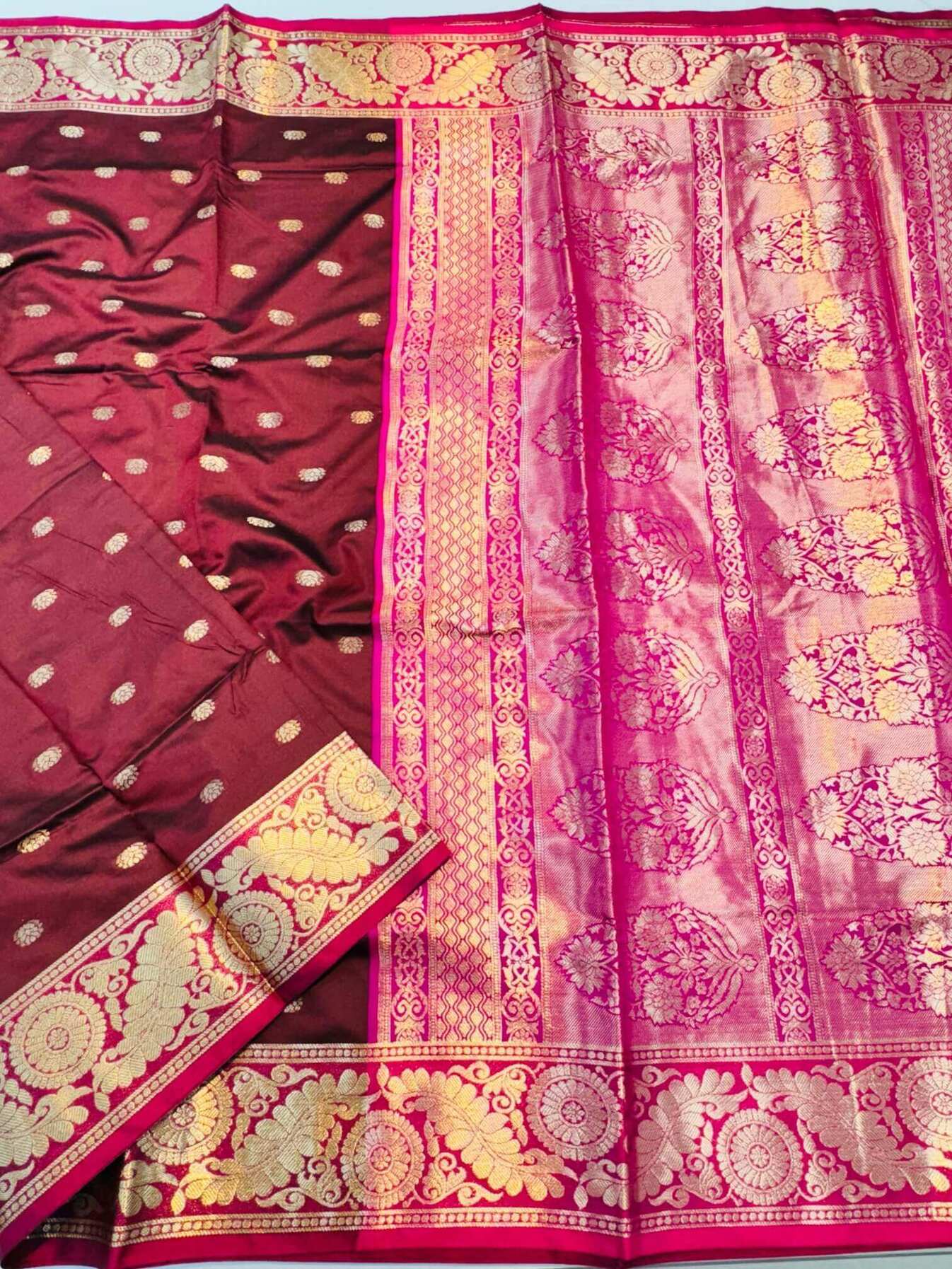 Classic Maroon Soft Banarasi Silk Saree With Angelic Blouse