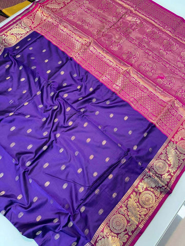 Brood Royal Blue Soft Banarasi Silk Saree With Cynosure Blouse