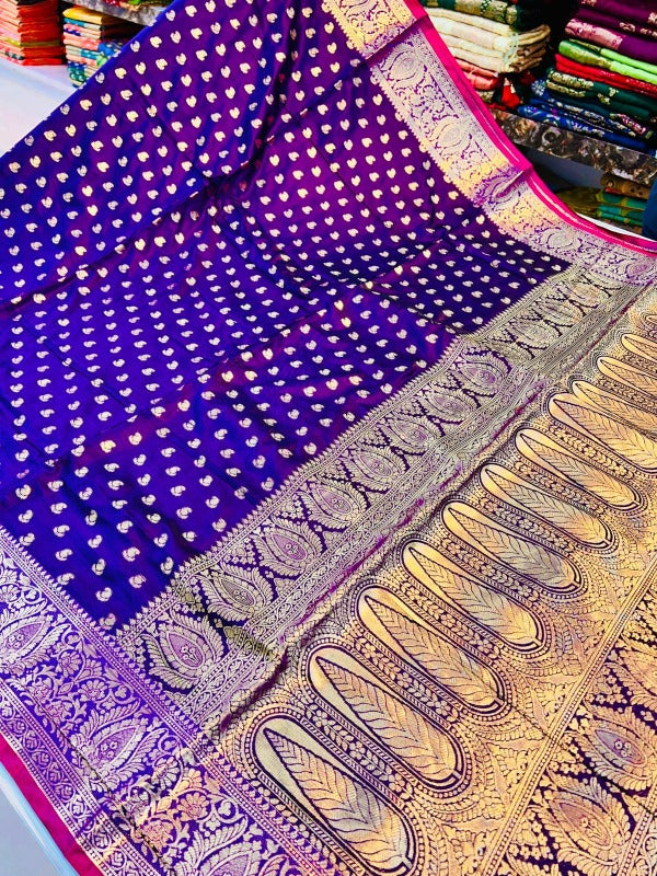 Prodigal Purple Soft Banarasi Silk Saree With Incomparable Blouse Piece