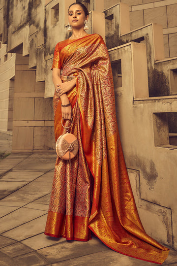 Extraordinary Red Soft Banarasi Silk Saree With Flaunt Blouse