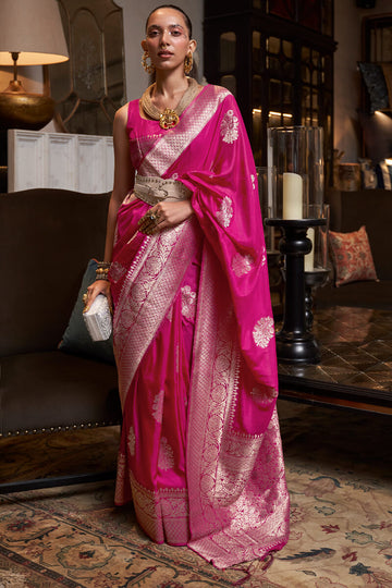 Ratatouille Magenta Soft Banarasi Silk Saree With Energetic Blouse Piece