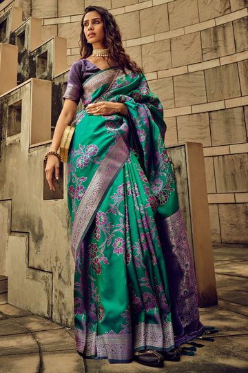 Piquant Green Soft Banarasi Silk Saree With Charismatic Blouse