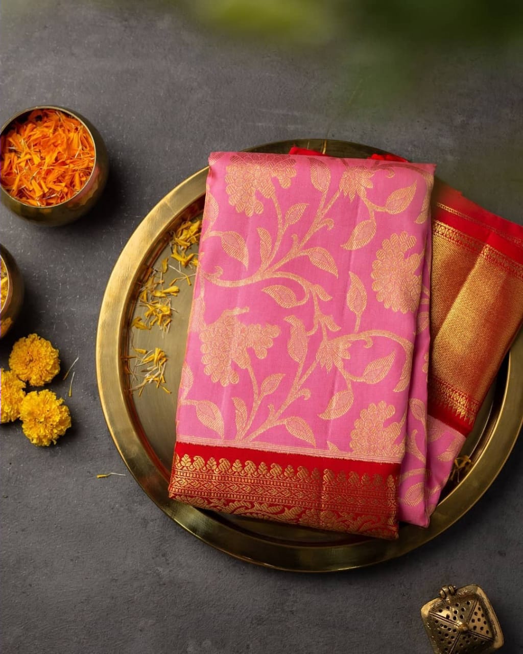 Glowing Pink Soft Banarasi Silk Saree With Beautiful Blouse Piece