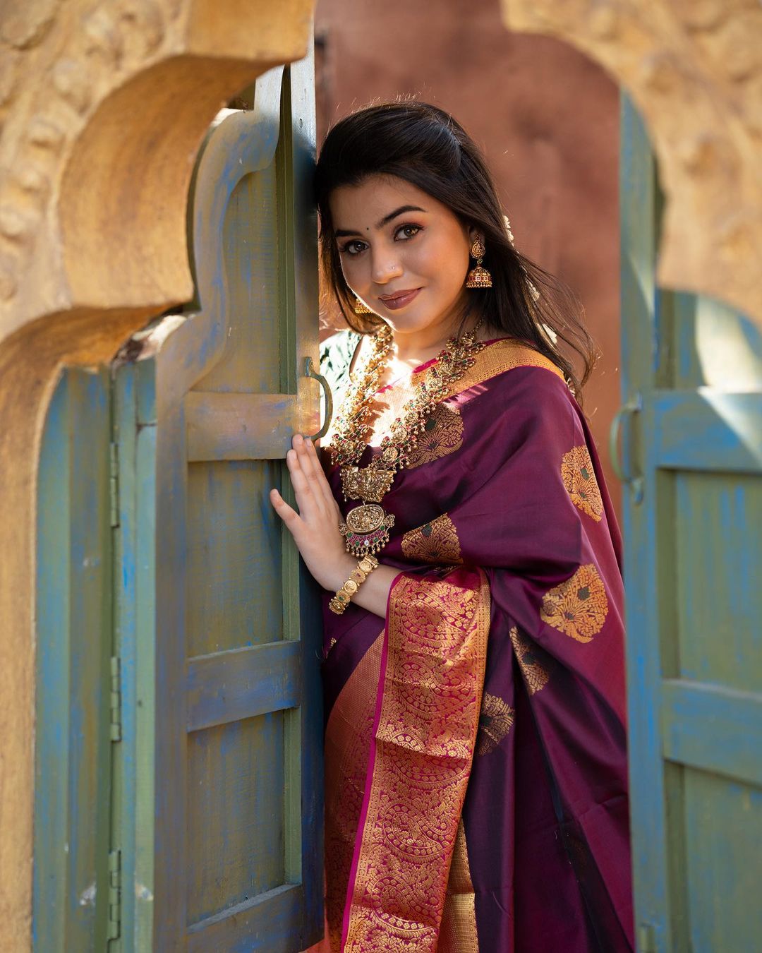 Dazzling Wine Soft Banarasi Silk Saree With Adorable Blouse Piece