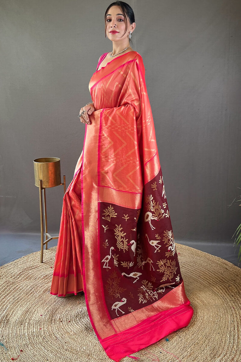 Stunner Pink Soft Banarasi Silk Saree With Mellifluous Blouse Piece