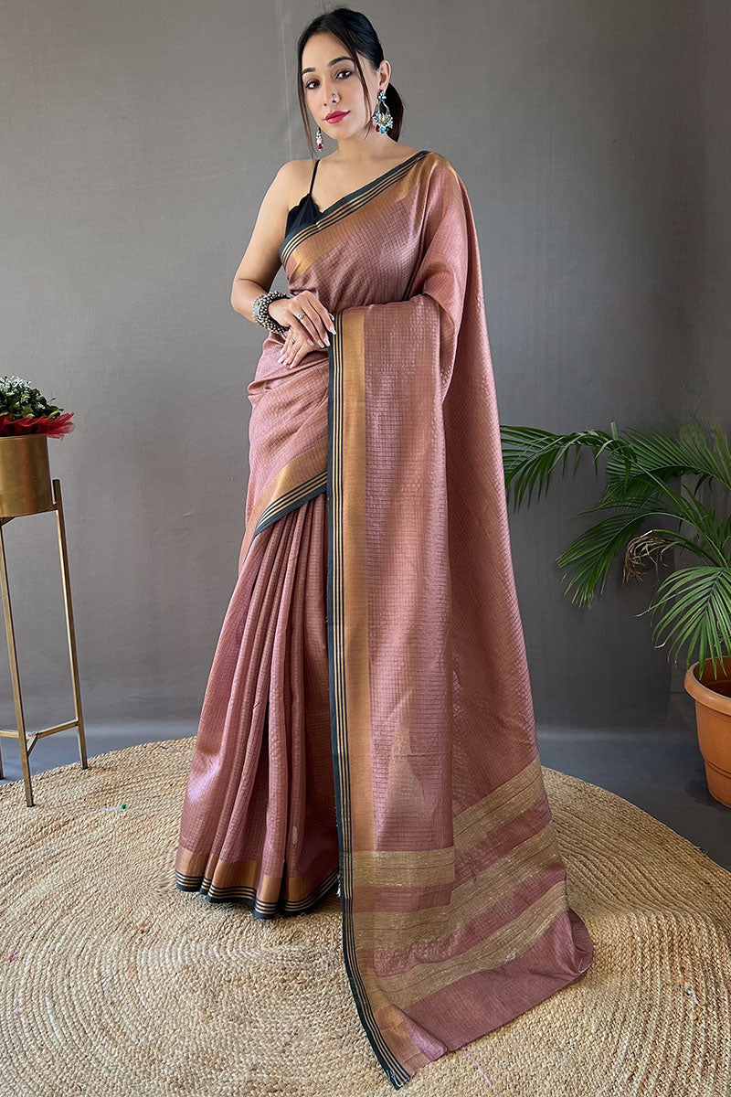 Gratifying Pink Soft Banarasi Silk Saree With Alluring Blouse Piece