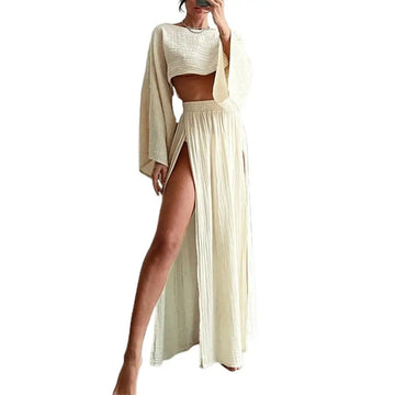 Riviera Chic Crop Top & Split Skirt Set