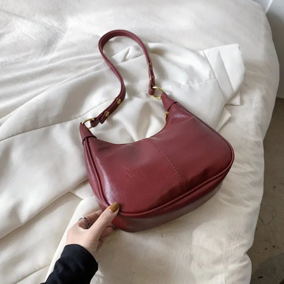 Chic Waxed Leather Crossbody Bag